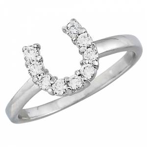 AWST Int'l Sterling Silver & Clear CZ Horseshoe Ring