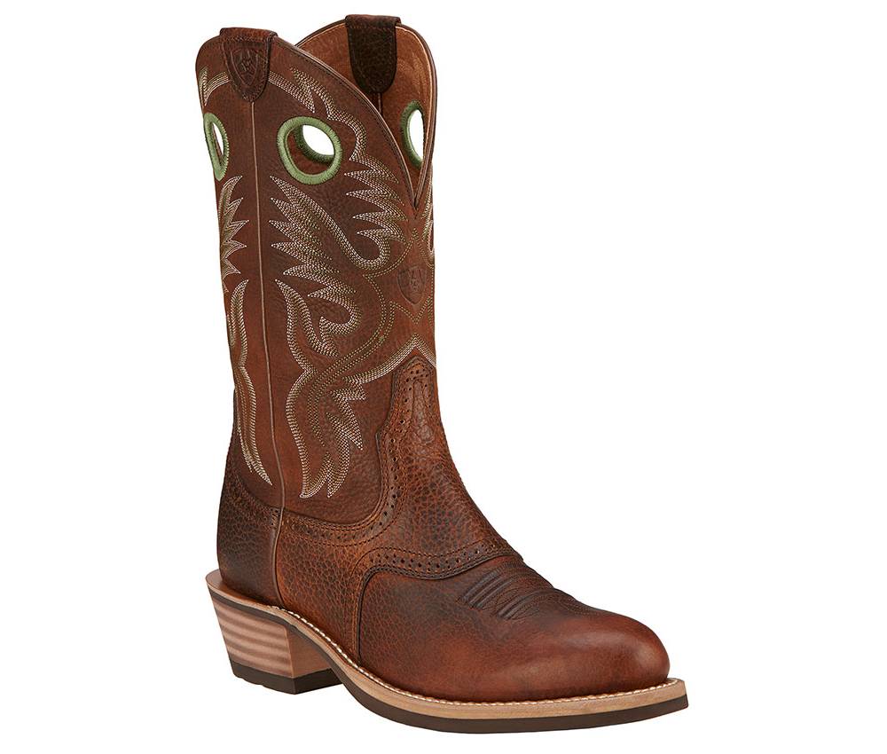 Ariat Mens Heritage Roughstock Western Boot Brown Oiled Rowdy