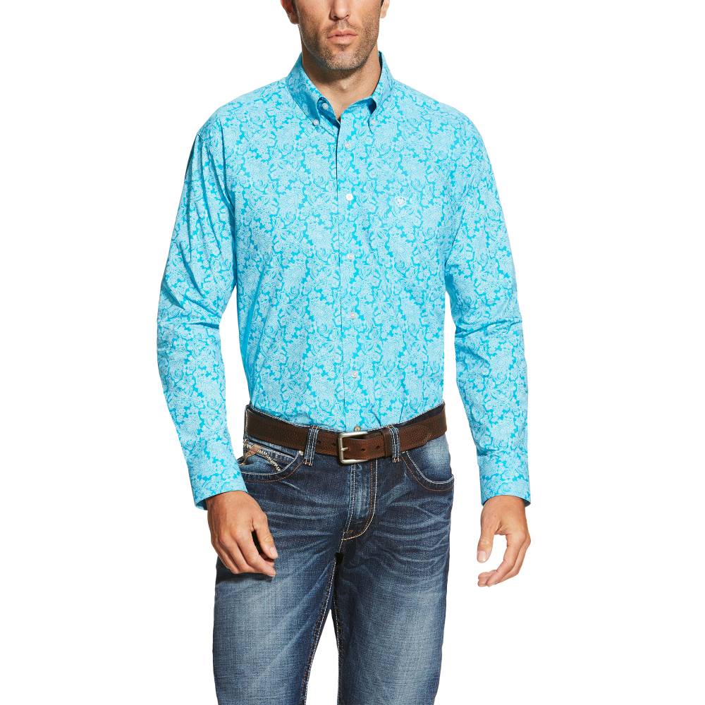 Ariat Mens Livingston Long Sleeve Performance Shirt - Turquoise