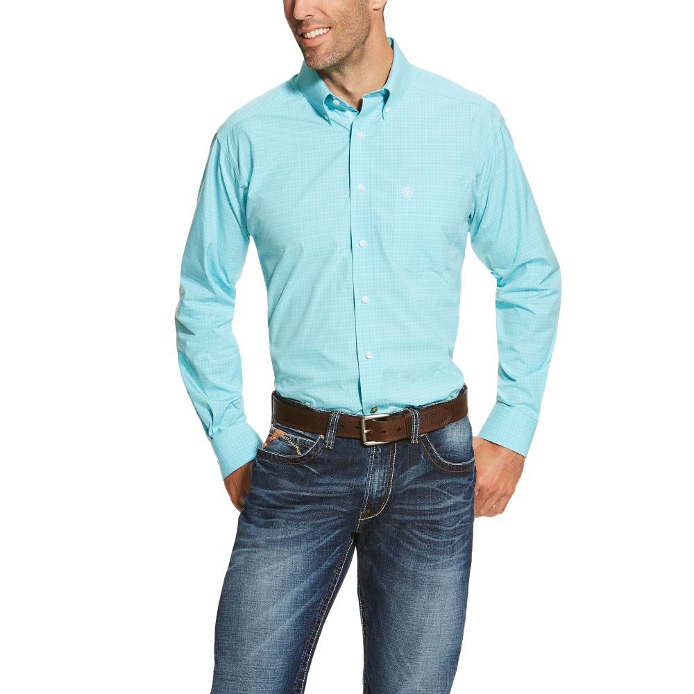 Ariat Mens Enzo Long Sleeve Performance - Sky Turquoise
