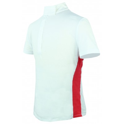 KAKI Short Sleeve Show Shirt - White with Red Stripe - 14