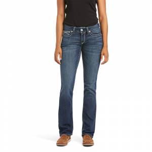 Ariat Ladies R.E.A.L. Mid Rise Stretch Ivy Stackable Straight Leg Jeans - Dresden - 32 Regular