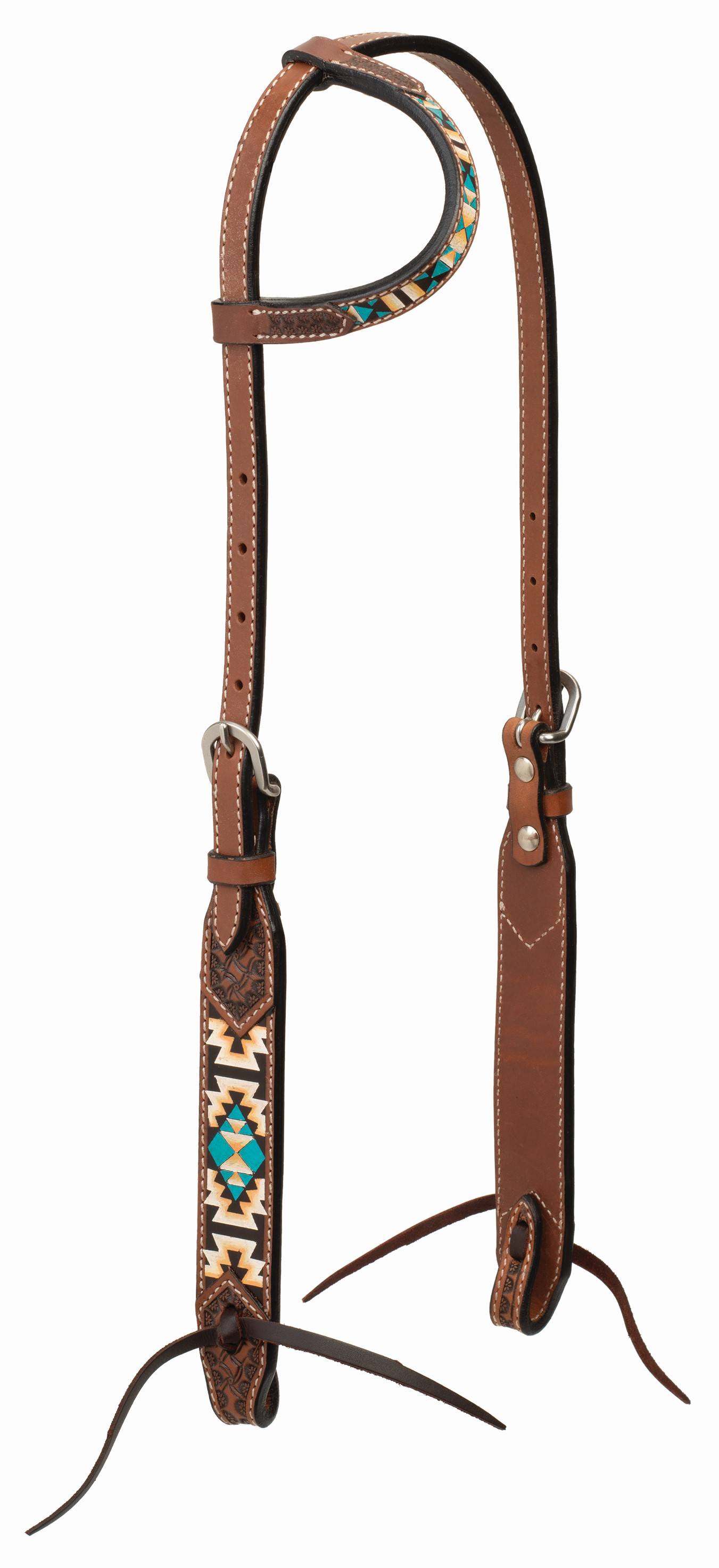 Weaver Turquoise Cross Aztec 5/8" Sliding Ear Headstall