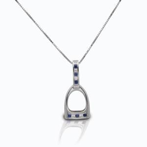 Kelly Herd Blue and Clear English Stirrup Necklace