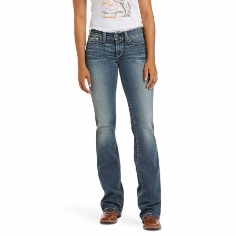 Ariat Ladies R.E.A.L. Mid Rise Stretch Whipstitch Boot Cut Jeans