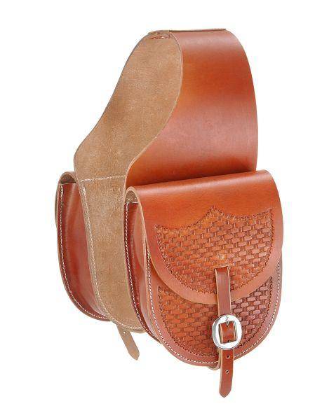 61-9525-68-0 Tough-1 Leather Saddle Bag with  Basket Stamp sku 61-9525-68-0