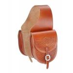 Tough-1 Leather Saddle Bag w/ Basket Stamp