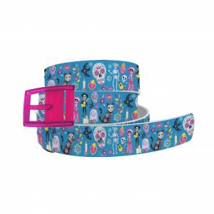 C4 Belt Day of the Dead Belt with Hot Pink Buckle