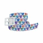 C4 Belt Watercolor Hearts Blue Belt with White Buckle