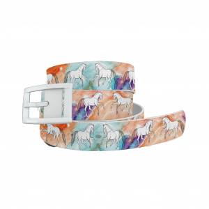 C4 Belt Decidedly Equestrian Watercolor Belt with White Buckle Combo