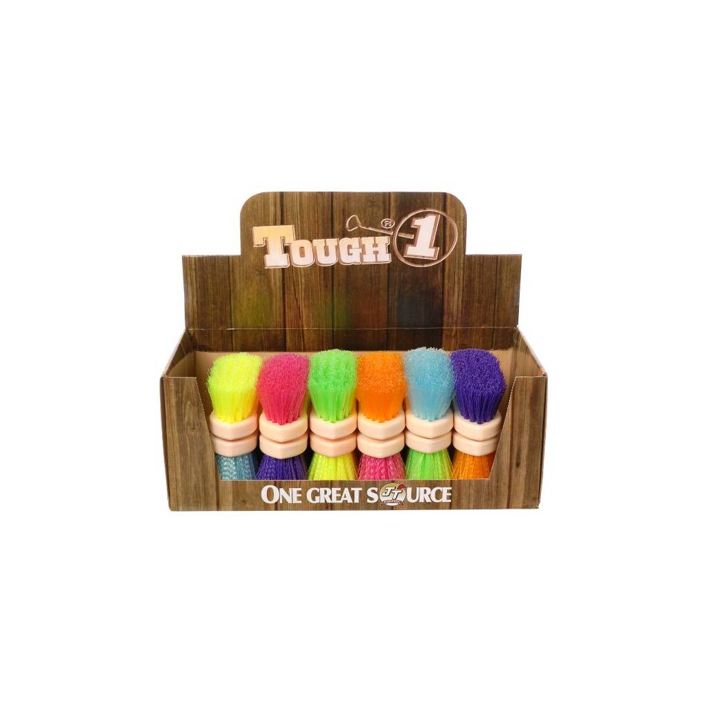 12 Pack Jr Size Medium Poly Bristle Brush Display Bright Colors