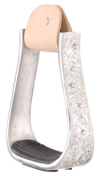 Tough-1 Engraved Aluminum Western Stirrups with Crystals
