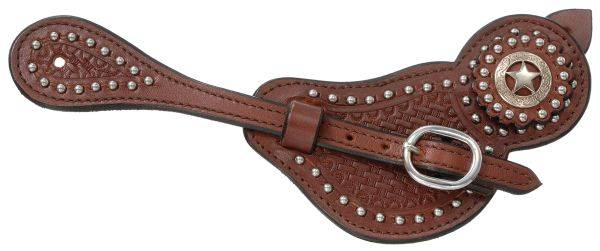Royal King Men's Lined Cowhide Spur Straps with Basket Tooling & Dots