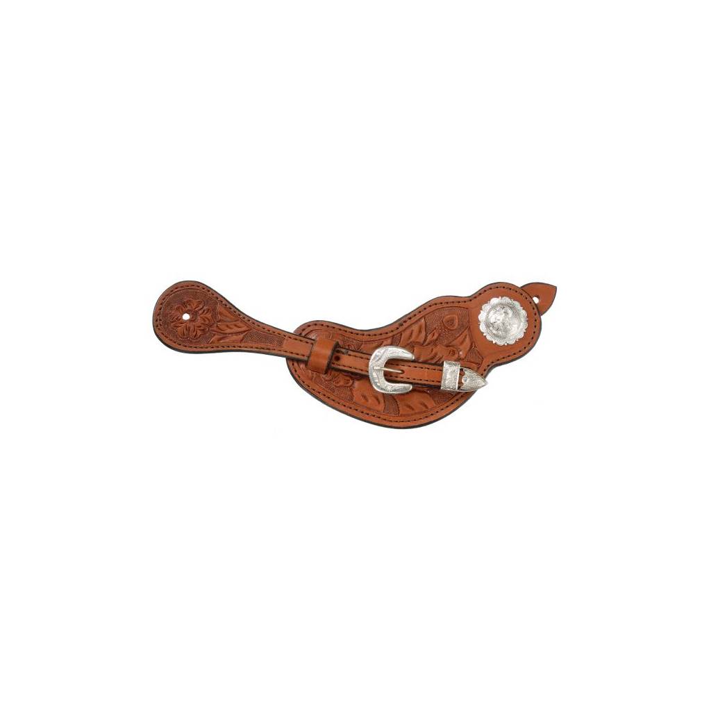 Royal King Ladies Lined Cowhide Spur Straps with Floral Tooling