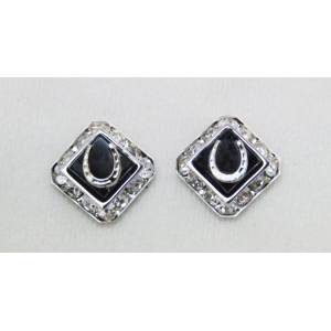 Finishing Touch Square Rondell Earrings with  Horseshoe - Black Onyx