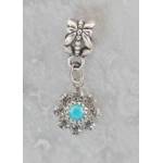 Joppa Crystal Stone Flower w/ Turquoise Center Dangle Bead