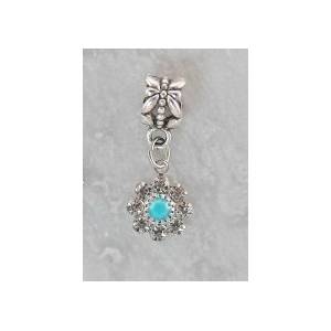 Joppa Crystal Stone Flower with  Turquoise Center Dangle Bead