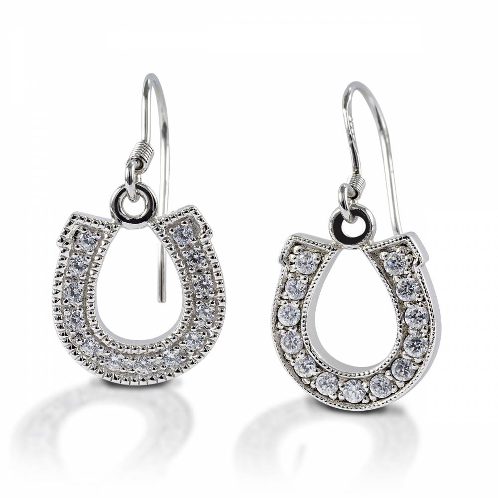 Kelly Herd Dangle Horseshoe Earrings - Sterling Silver Boot