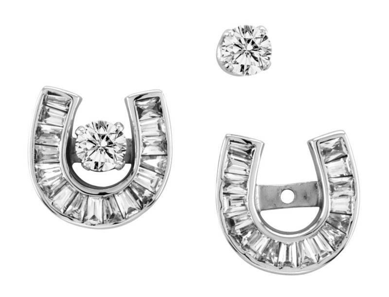 Kelly Herd Baguette Horseshoe Jacket Stud Earrings