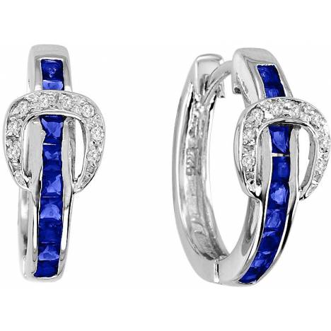 Kelly Herd Blue Contemporary Buckle Hoop Earrings - Sterling Silver