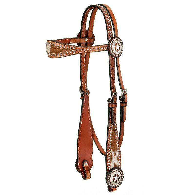 Royal King Browband Headstall With Spotted Hair Overlay