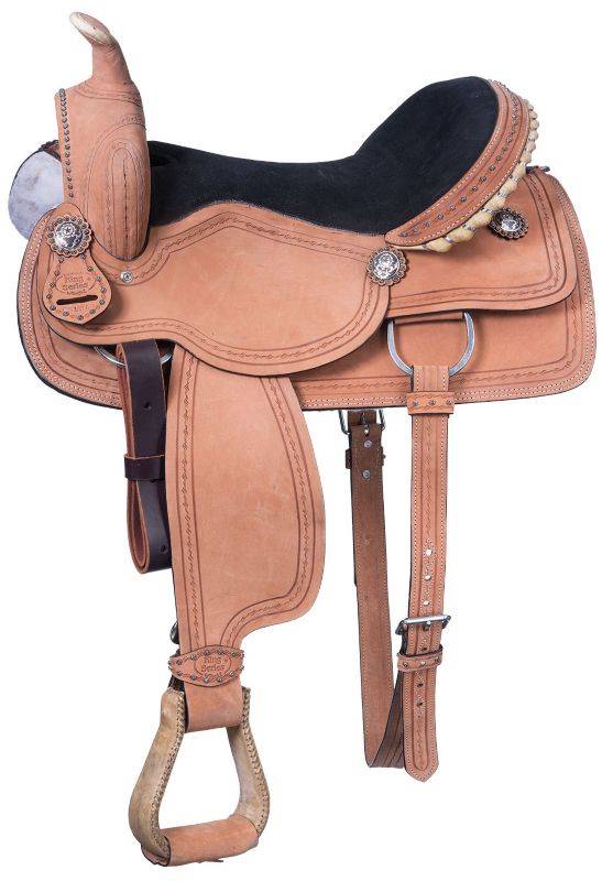 King Series Cowboy Saddle with  Barbwire Tooling