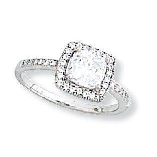 Kelly Herd Square Bevel Set Pave Ring - Sterling Silver