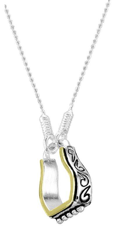 Kelly Herd Two Tone Engraved Western Stirrup Necklace