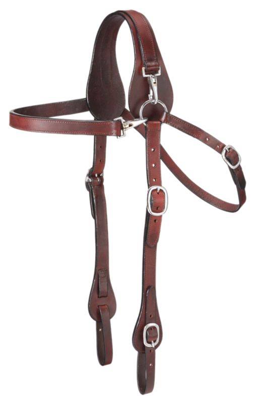 Tough1 Leather Mule Headstall with Snap Crown
