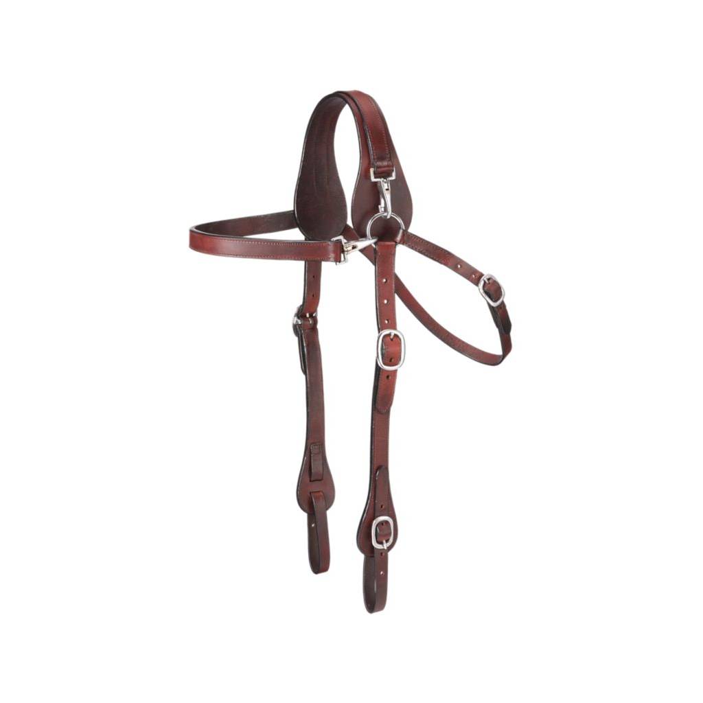 Tough1 Leather Mule Headstall with Snap Crown