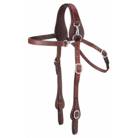 Tough1 Leather Mule Headstall with Snap Crown