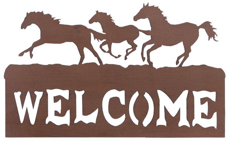 Gift Corral Running Horses Welcome Sign
