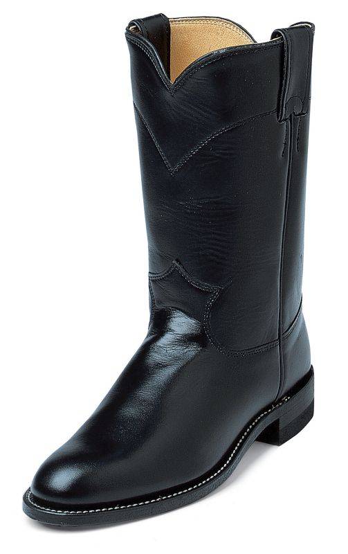 Justin Ladies Roper 10in Black Kipskin Boots 10