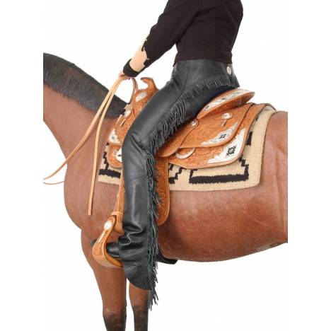 Tough1 Smooth Leather Chap with Fringe