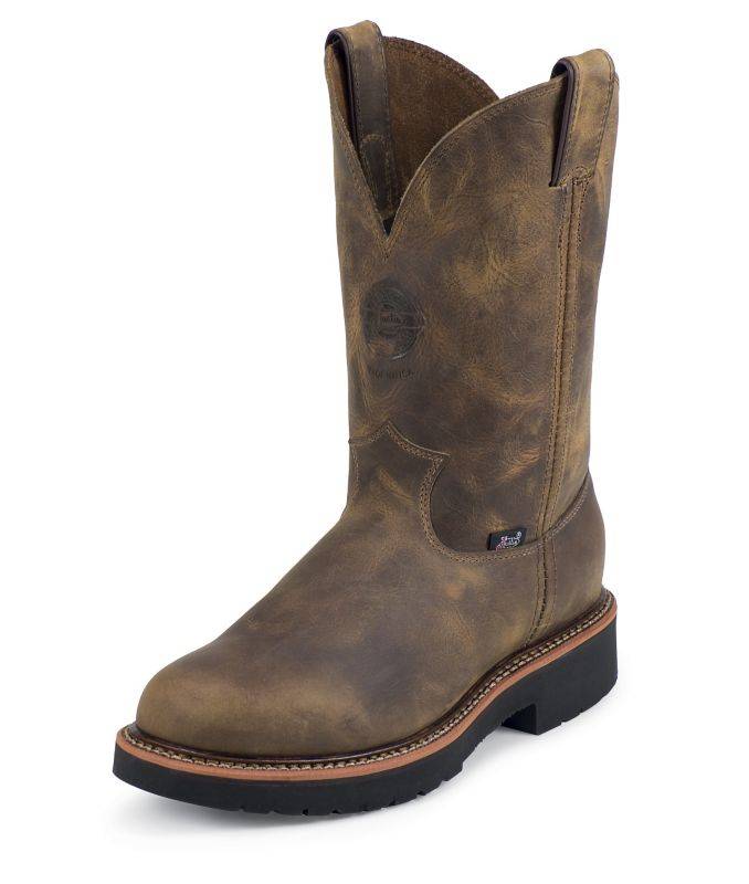 Justin Mens J-Max Pull On Tan Work Boot 10.5D