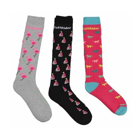 TuffRider Ladies Flamingo/Boat/Horse Socks