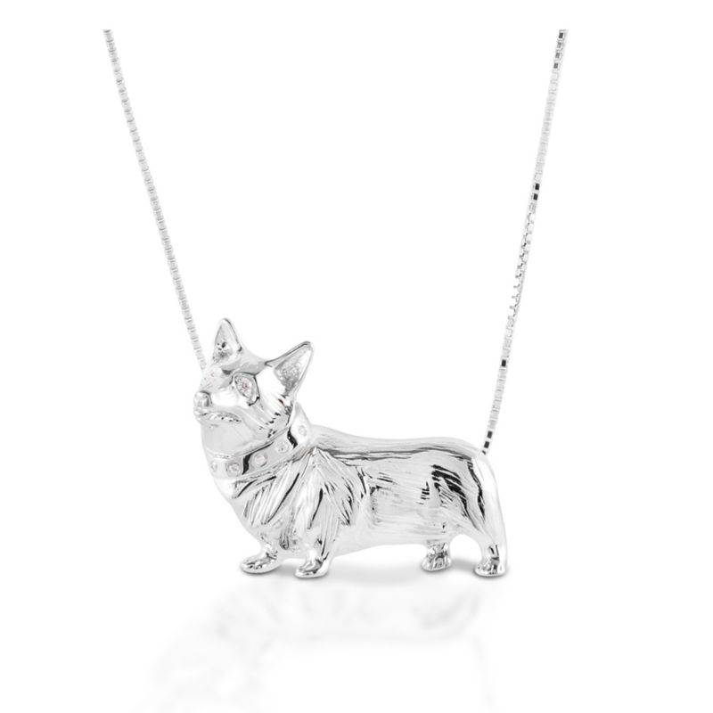 Kelly Herd Large Corgi Necklace - Sterling Silver