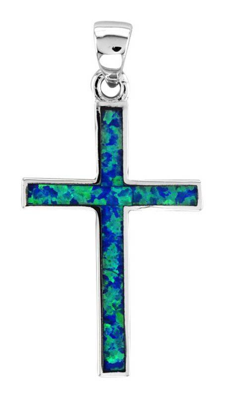Kelly Herd Blue Opal Cross Pendant