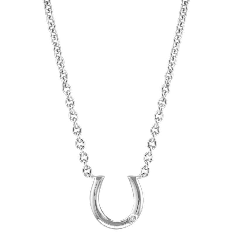 Kelly Herd Single Stone Horseshoe Necklace - Sterling Silver