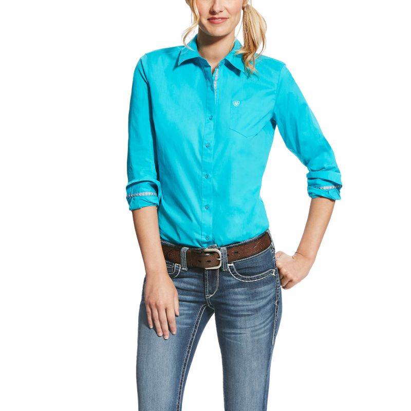 Ariat Ladies R.E.A.L. Kirby Stretch Shirt L Blue
