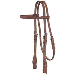 Tough1 Harness Leather Browband Quick Change Headstall