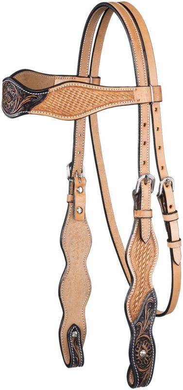 Tough1 Two Tone Browband Basket Floral Headstall