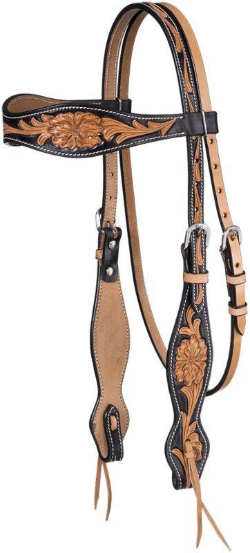 Tough1 Two Tone Brownband Floral Headstall