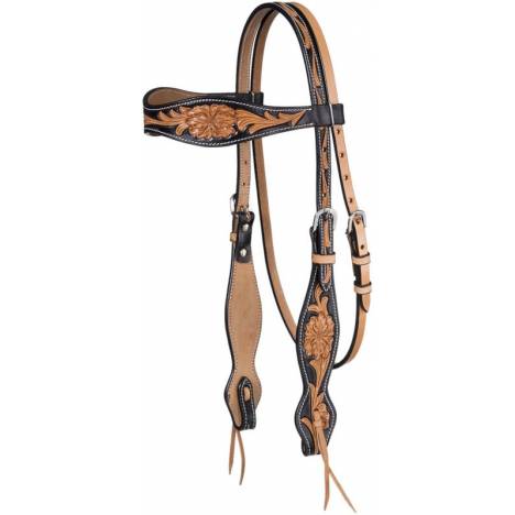 Tough1 Two Tone Brownband Floral Headstall