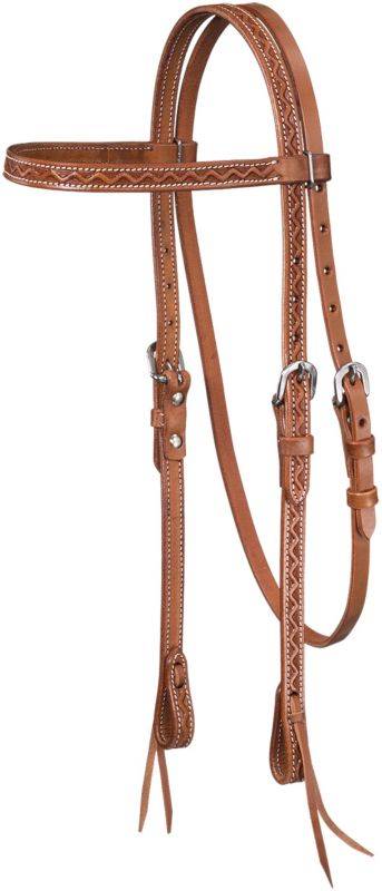 Tough1 Zig Zag Tool Browband Headstall with Tie Ends