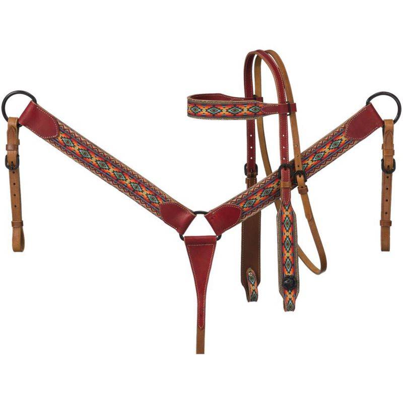 Tough-1 Printed Brow Headstall and Breastcollar Set