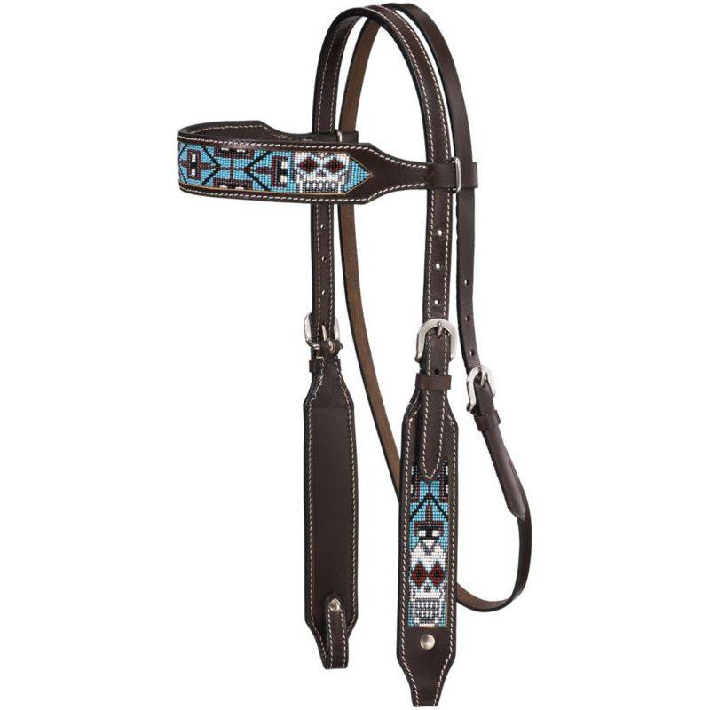 Tough1 Beaded Sugar Skull Brow Headstall