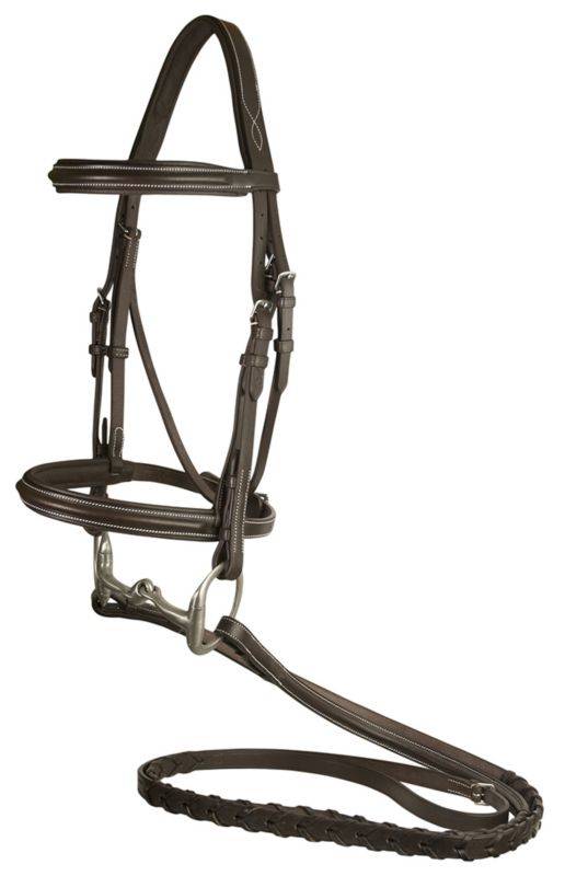 9075-7 Da Vinci Plain Raised Padded Comfort Crown Bridle  sku 9075-7