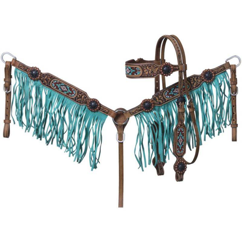 Tough1 Isabella Brow Headstall and Breastcollar Set