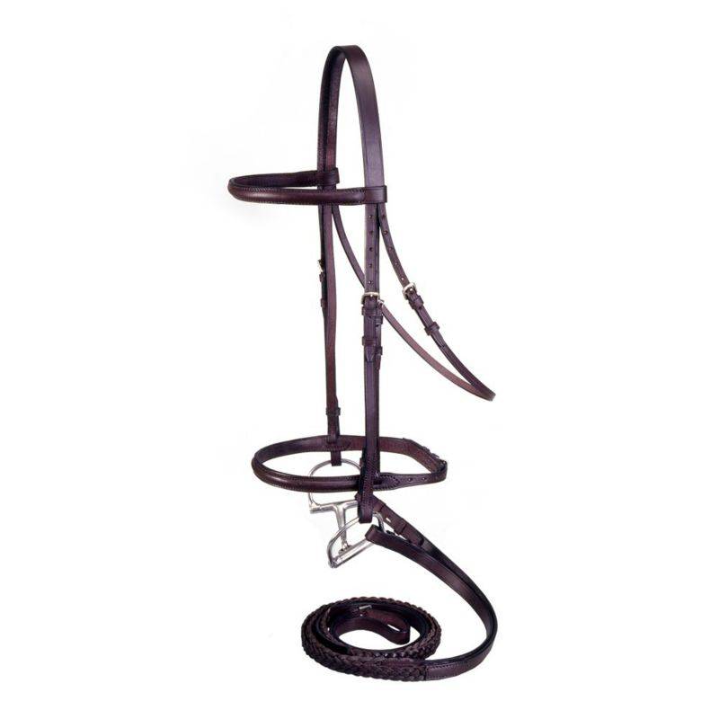 Silver Fox Snaffle Bridle with  Raised Plaited Reins